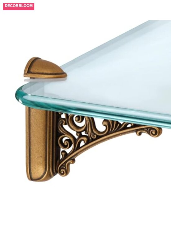 Other - Adjustable Glass Shelf Brackets Solid Brass Wall Mount 2 Pcs